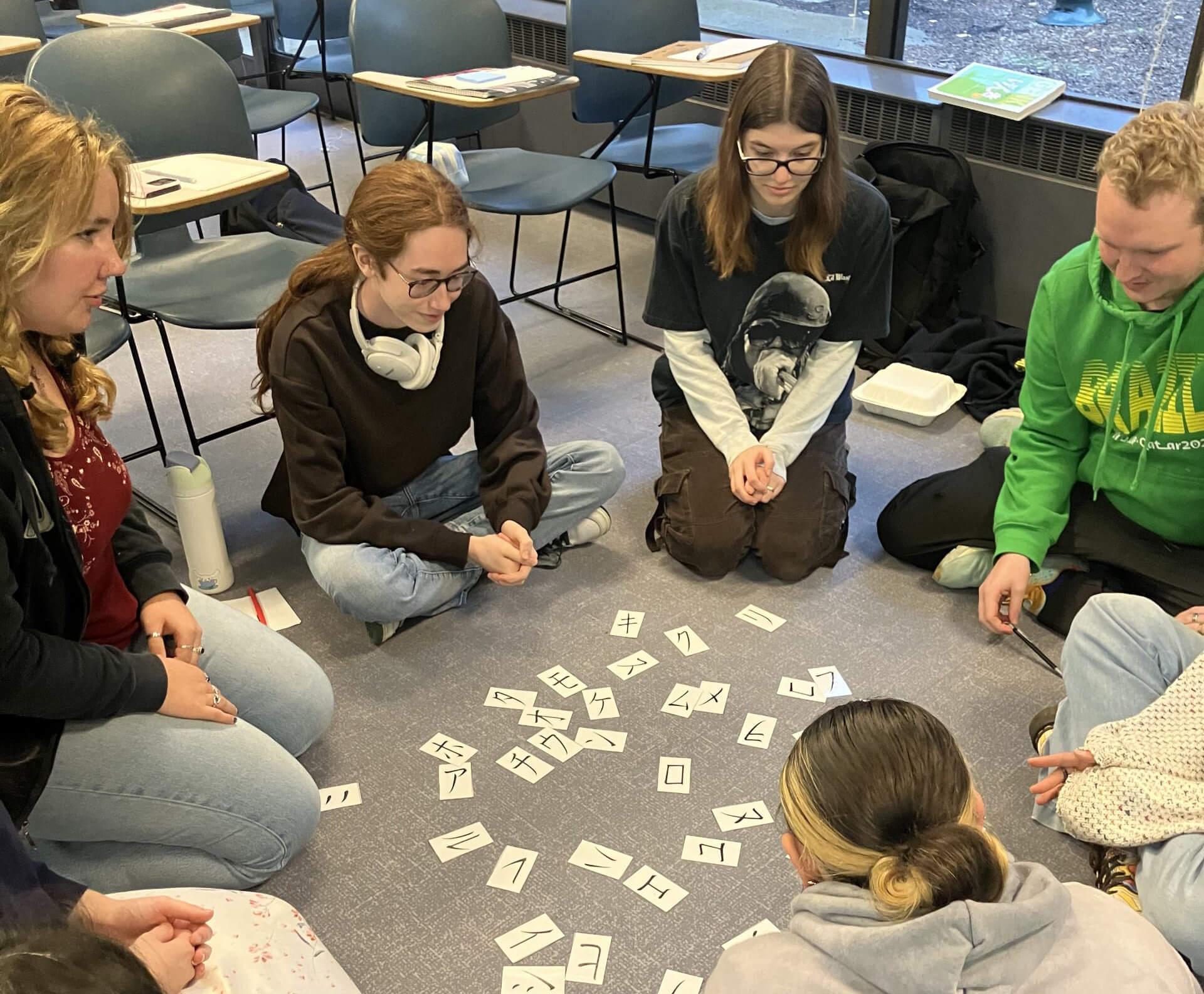 Group of student studying Japanese together
