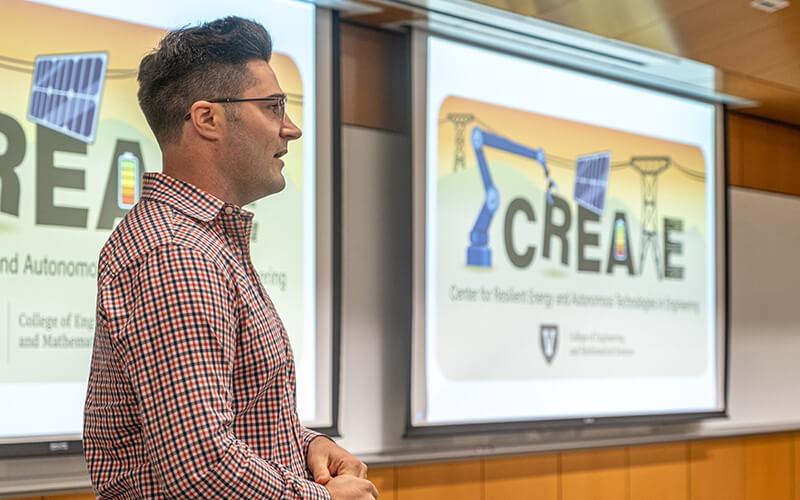 Assistant Professor Sam Chevalier hosts a recent CREATE symposium.