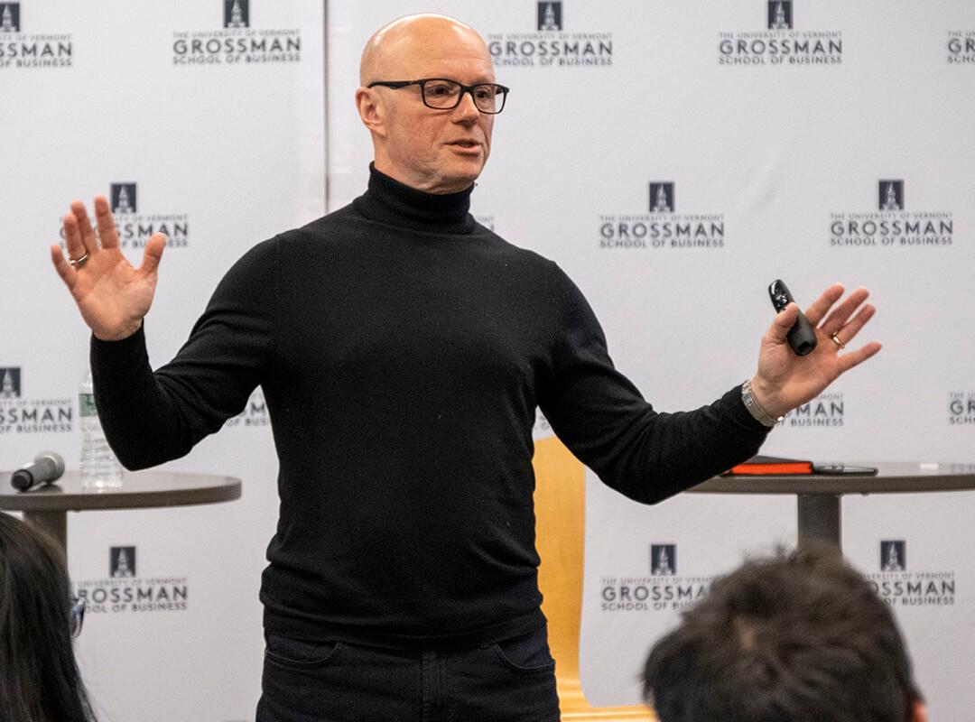 A speaker at the annual Kalkin Retailing Initiative
