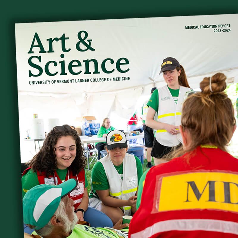 group of med students tend an injured runner in medical tent