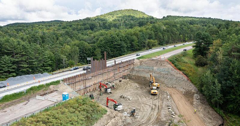 View of construction on Interstate 89 in Vermont