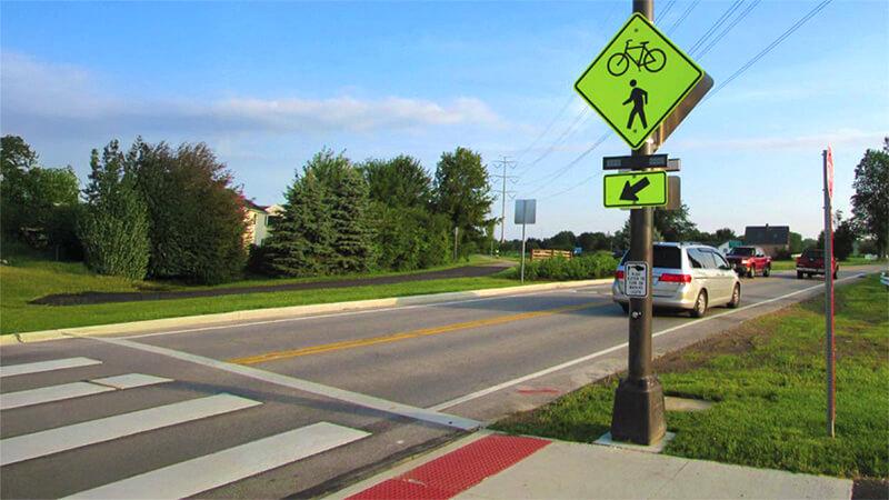Crosswalk with RRFB sign in place