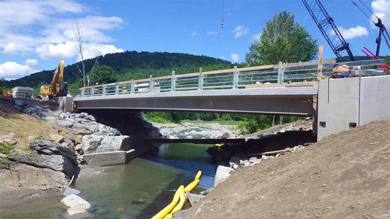Bridge being constructed over a stream in Vermont