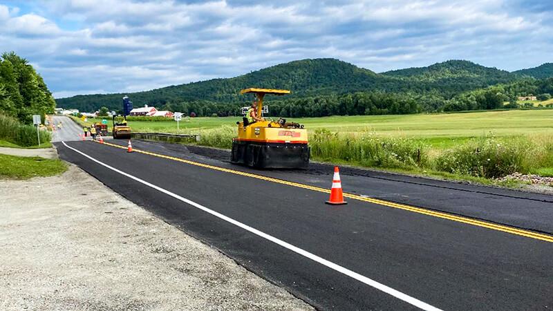 Paving a rural road in Vermont