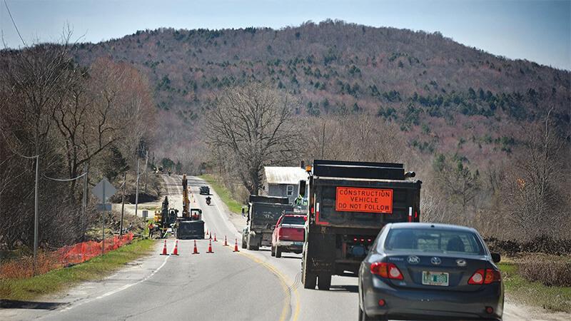 Small construction project on a rural road in Vermont