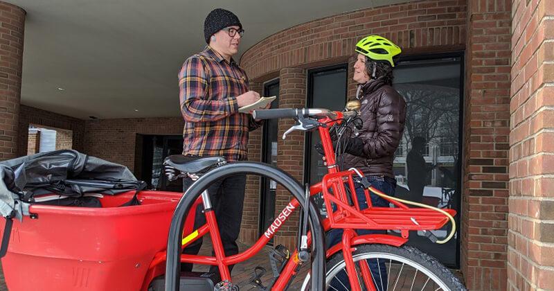 A TRC graduate student conducts interviews on transportation habits