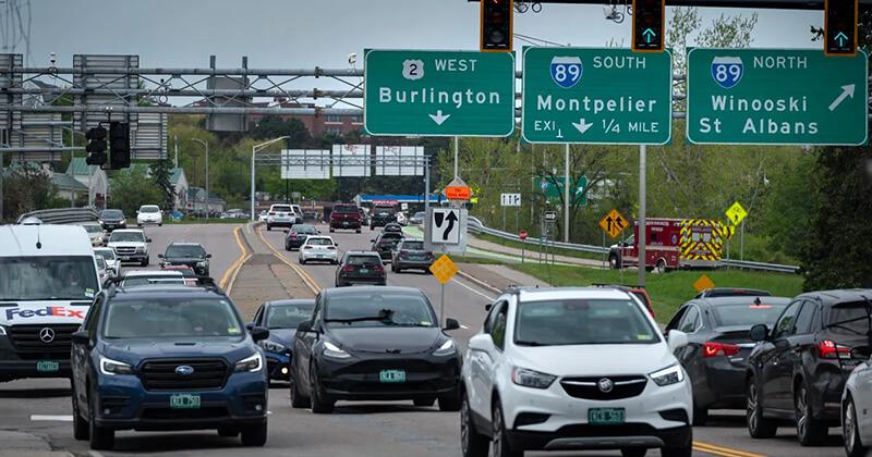 View of traffic in Burlington, Vermont