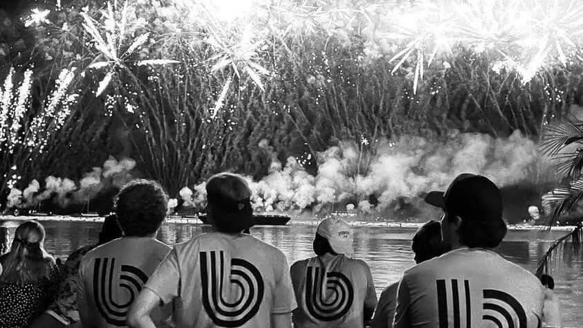 Cole and his colleagues look on during the July fireworks show on the Burlington waterfront.