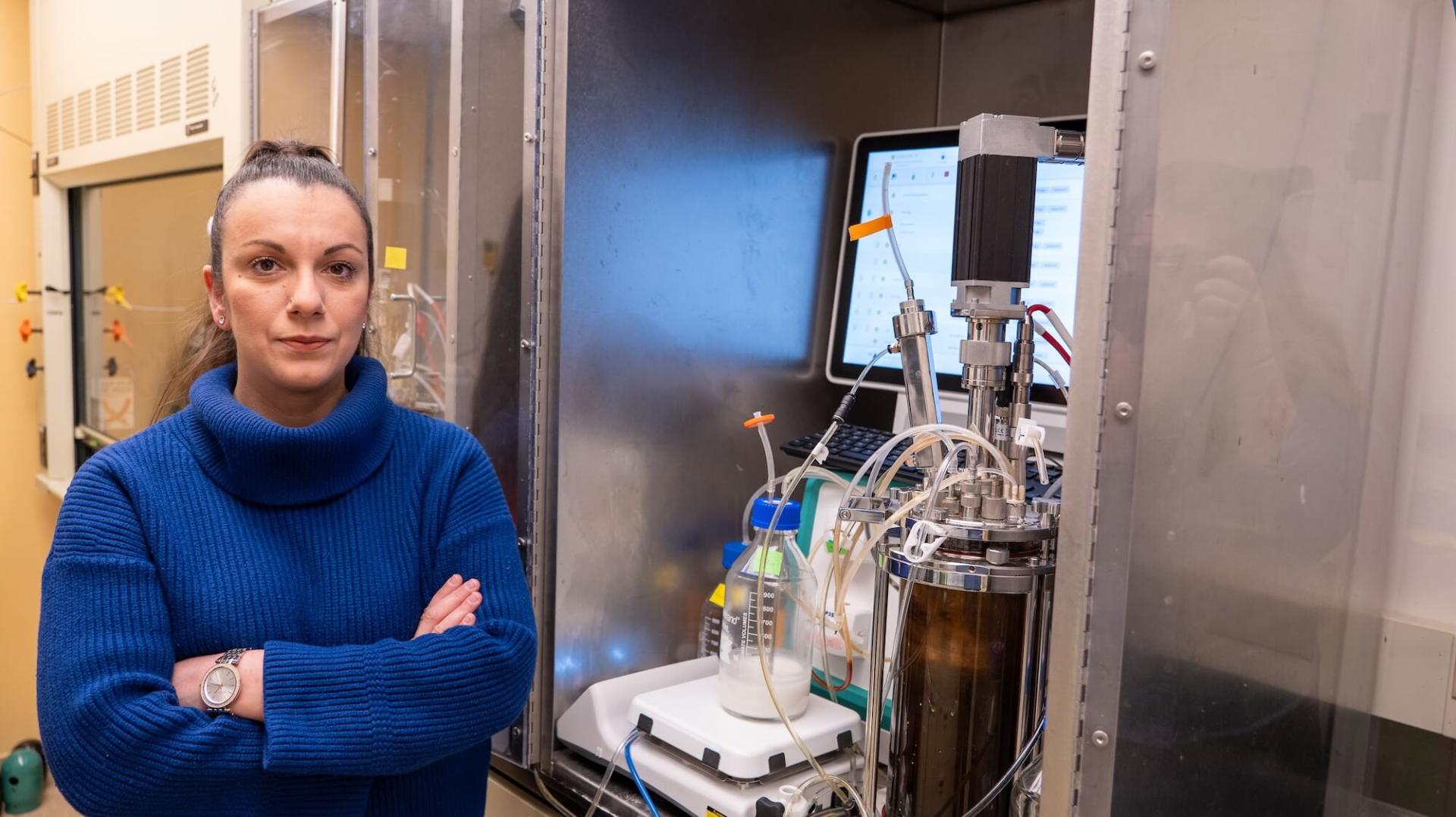 The researcher in her lab.