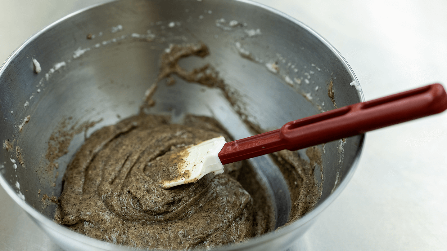 Mixing bowl filled with dough
