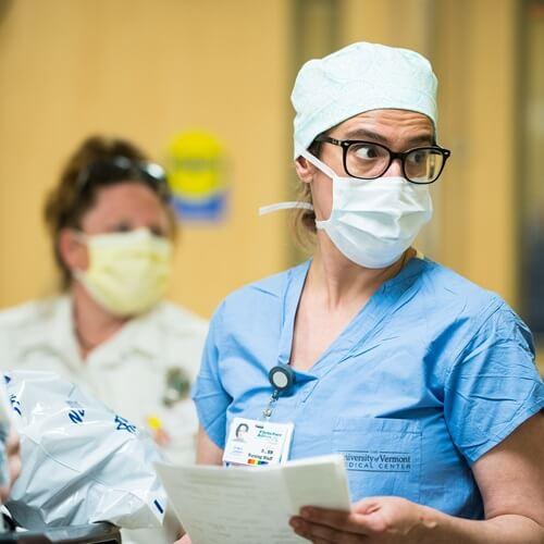 Staff working in a clinical area