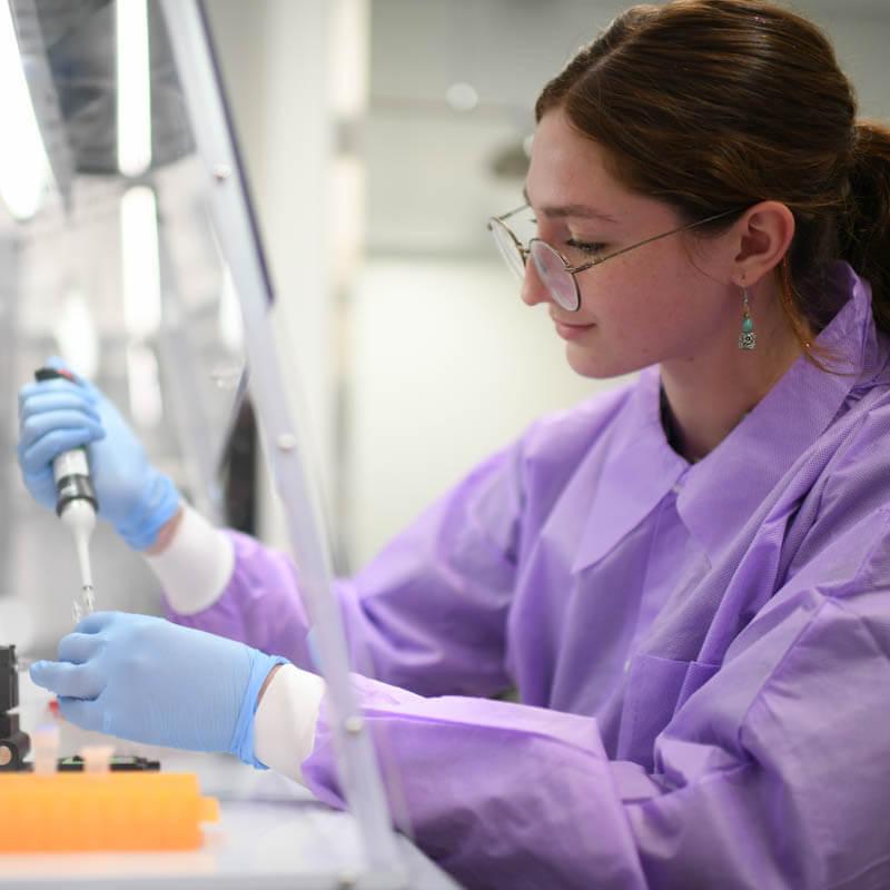 Student doing lab research