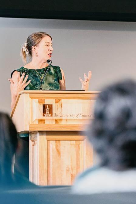 Anna Lappé delivered the keynote at Seeding Transfmorations, speaking about the possibility of combating climate change with regenerative food systems. (Photo by Joshua Defibaugh)