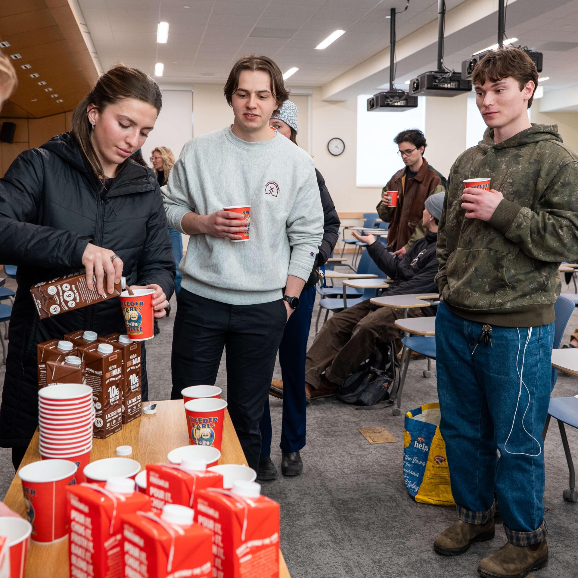 Pouring milk samples