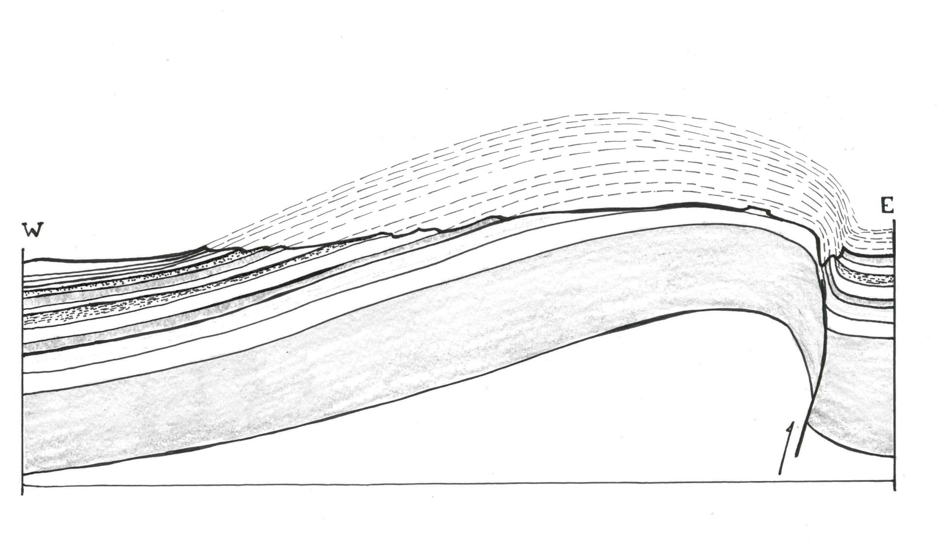 Black and white graph of slanted rock