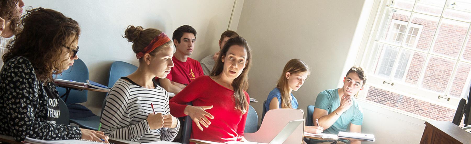 A group of students sitting in a class