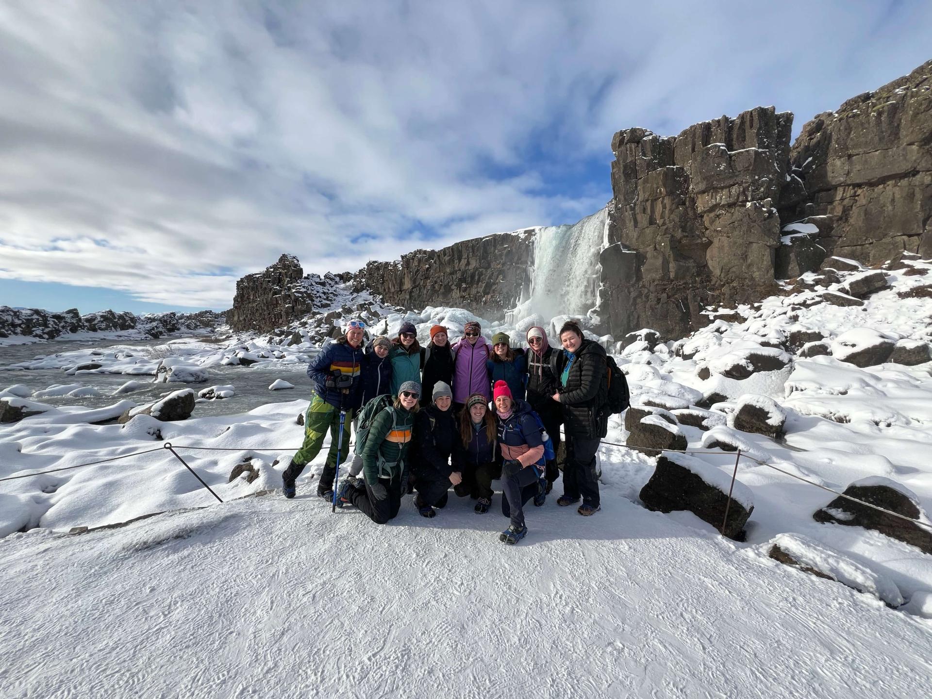 Students in Iceland on UVM Travel Study Course