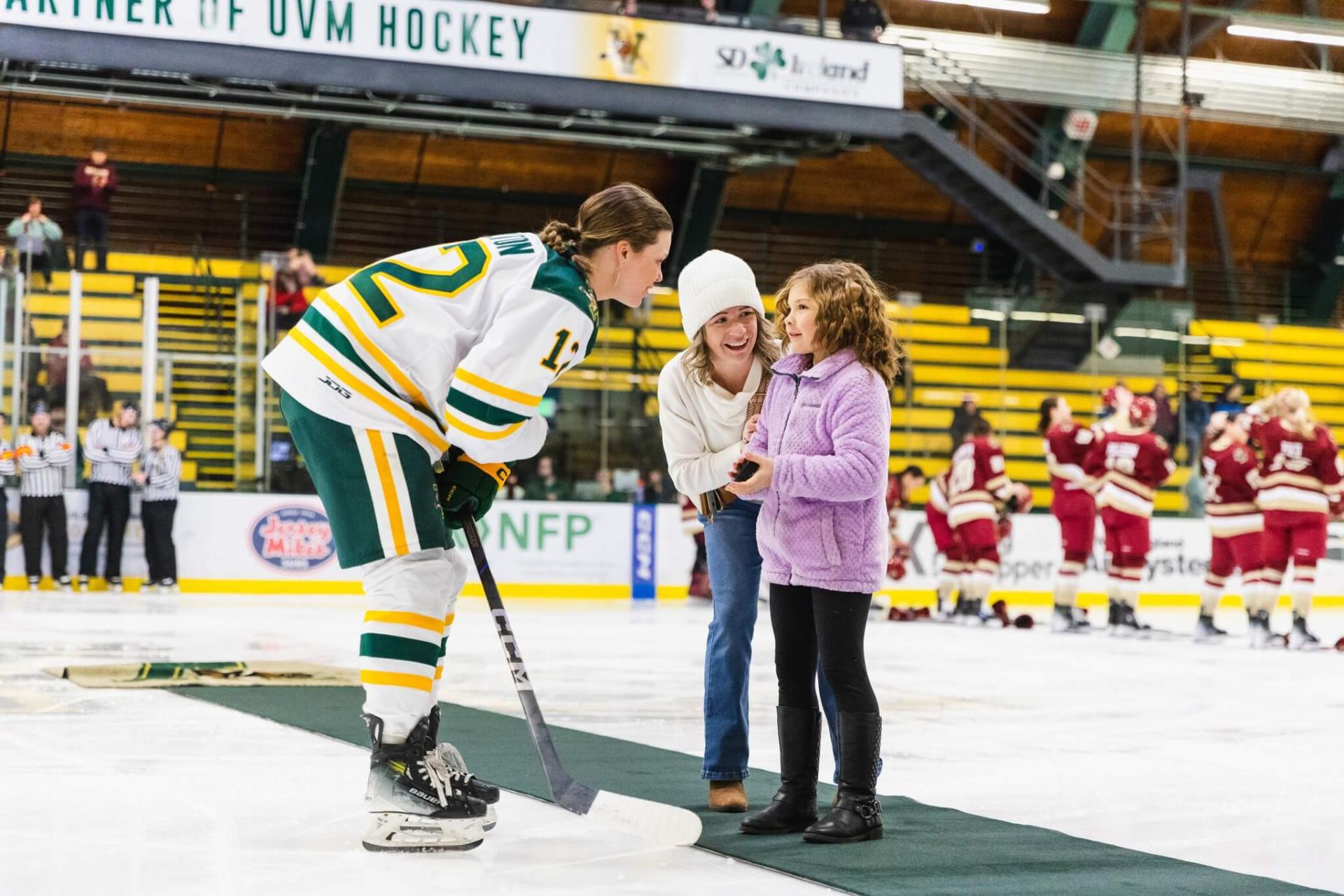 Emilia drops puck at Rally Against Cancer Women's Hockey game