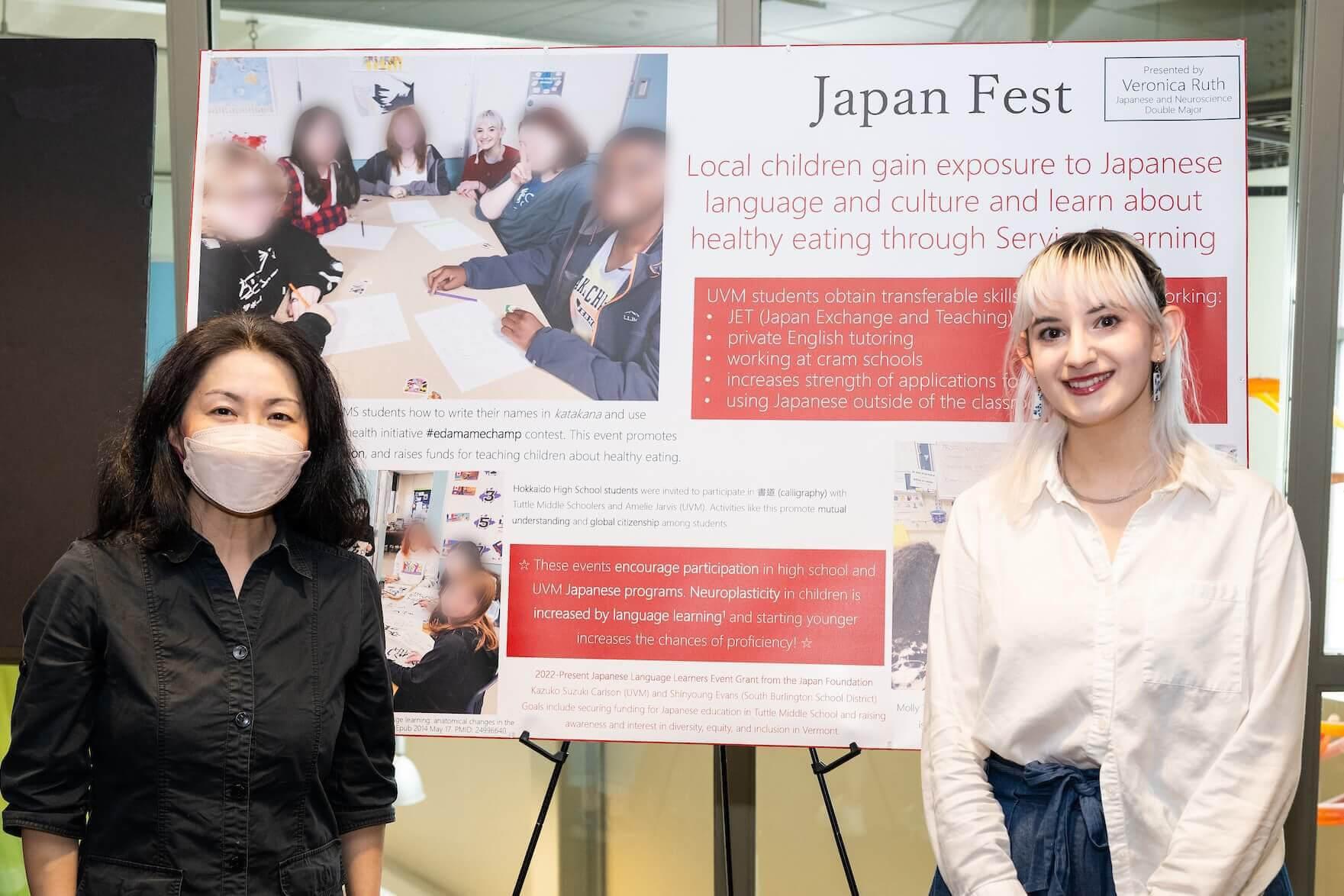 Two individuals showcasing community-engaged learning project