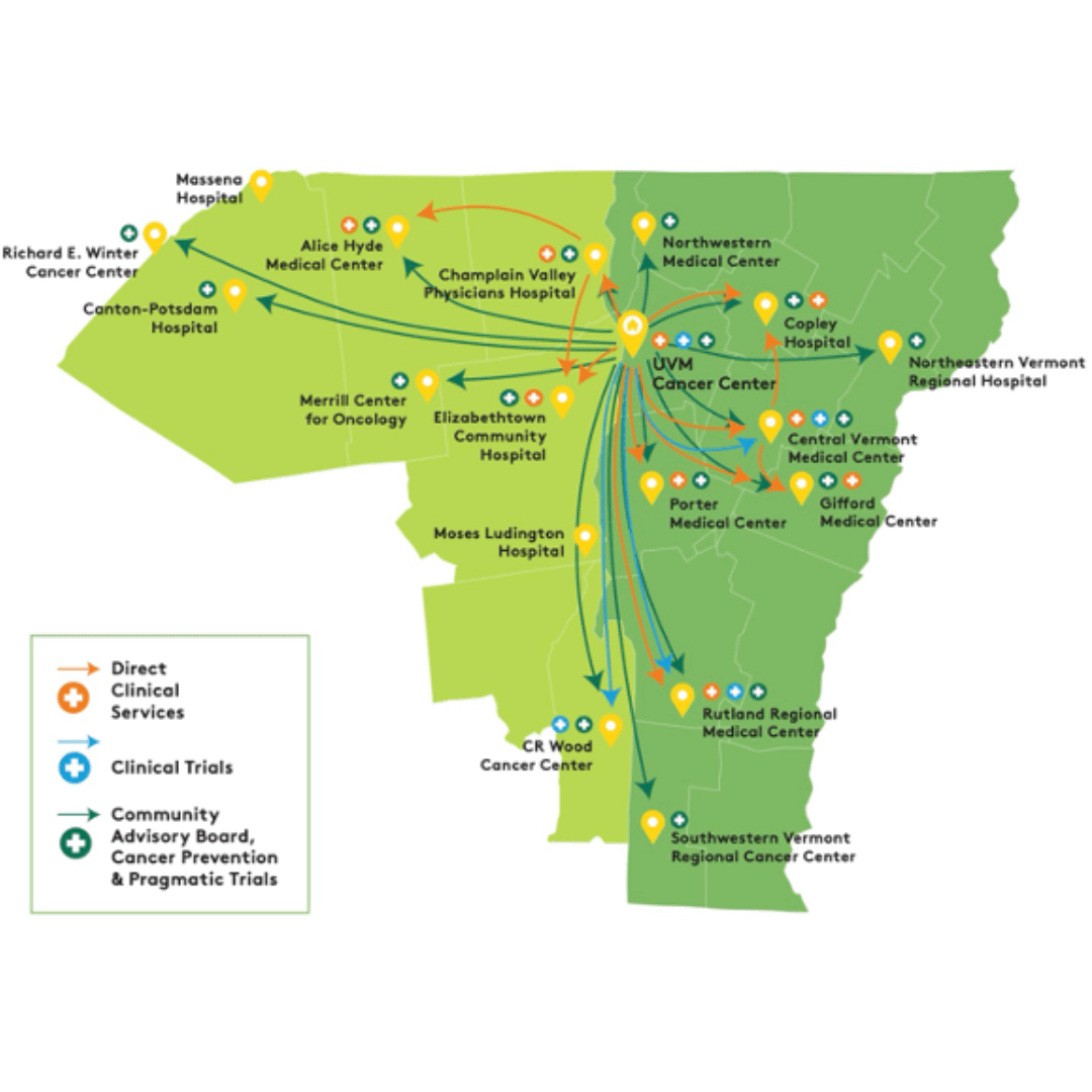 UVM Cancer Center catchment area map