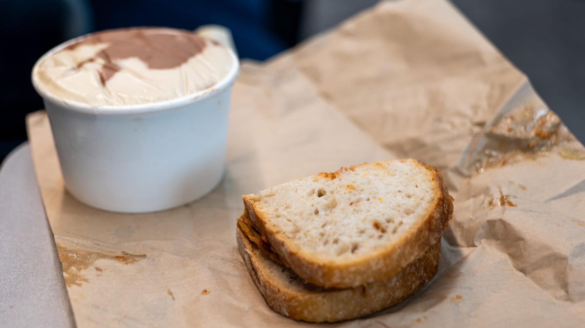 Ice cream and sandwich