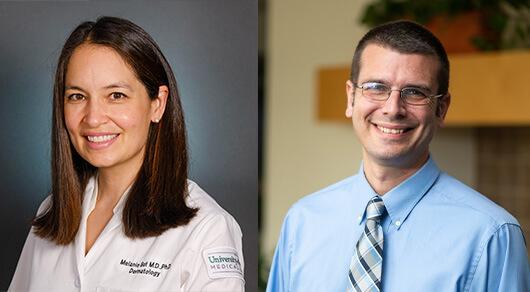UVM Cancer Center members Melanie Bui, M.D., Ph.D. and Steven Roberts, Ph.D.