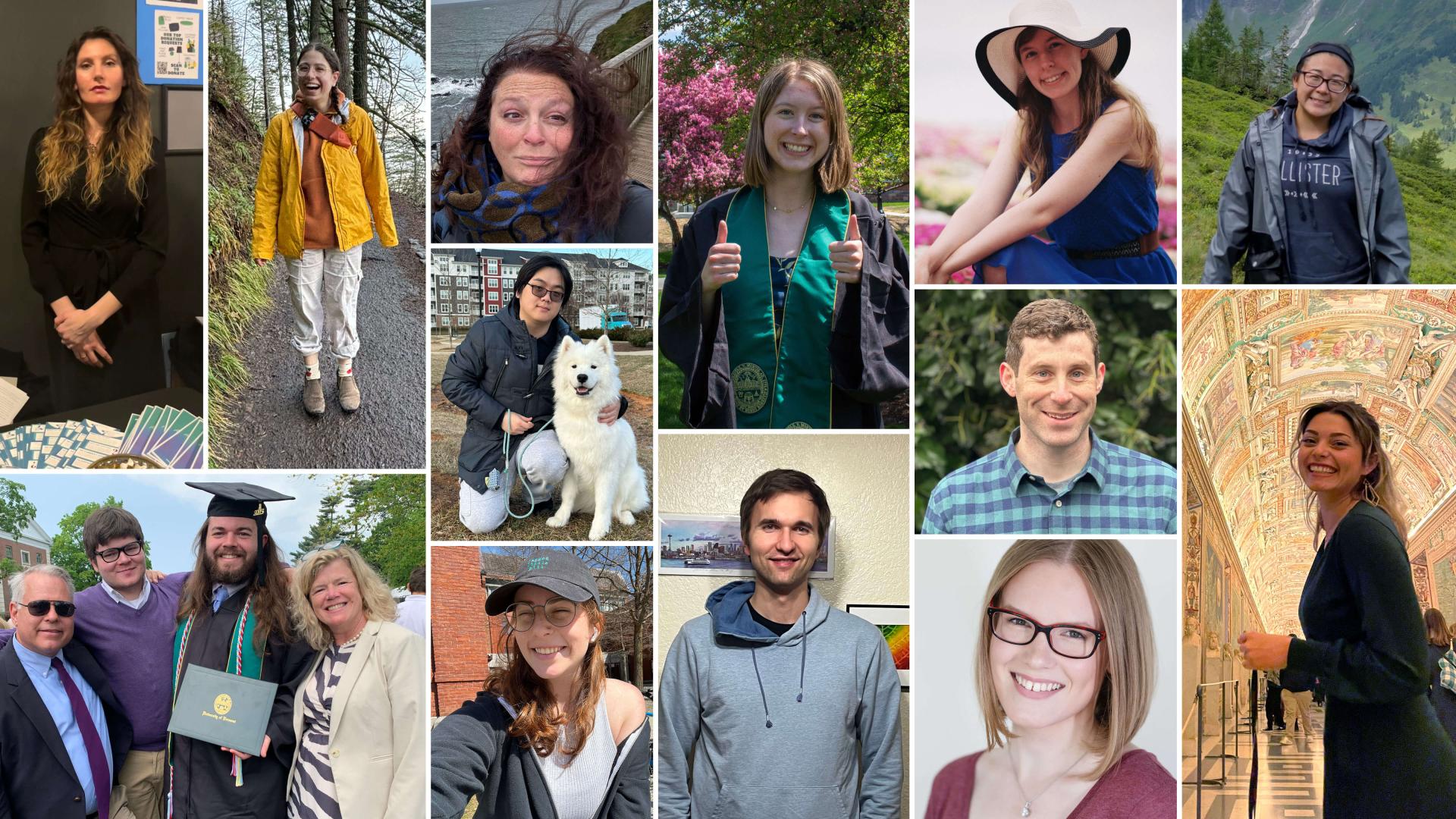 Individual pictures of 13 featured alums gathered in a collage