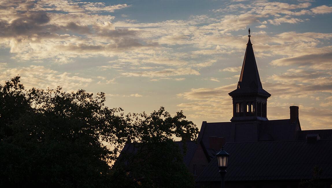 campus silouette against evening sky