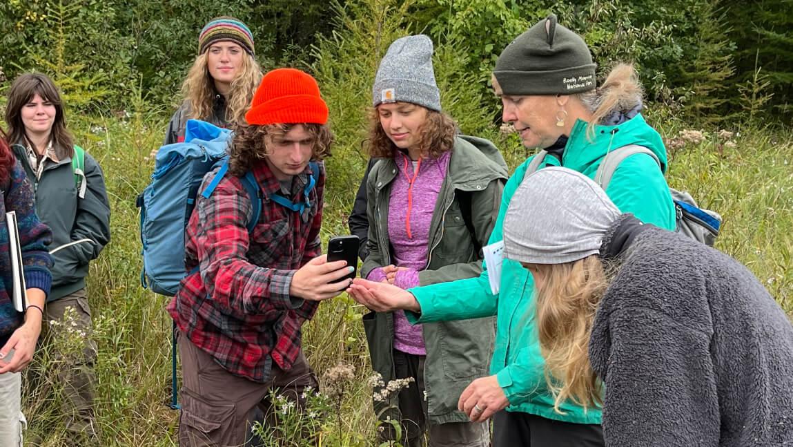 students in the field