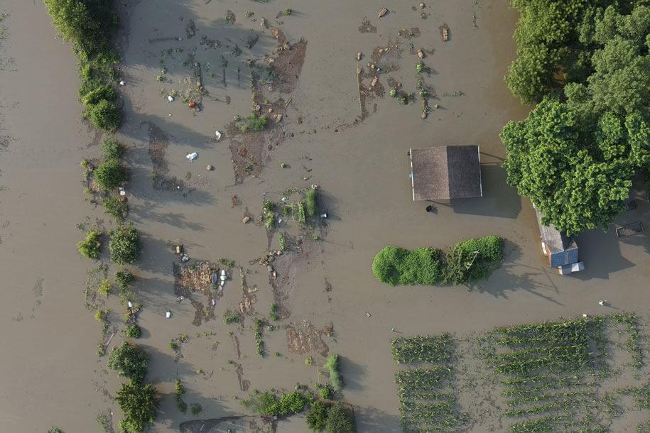 the Intervale farms mostly underwater during the July 2023 Vermont floods